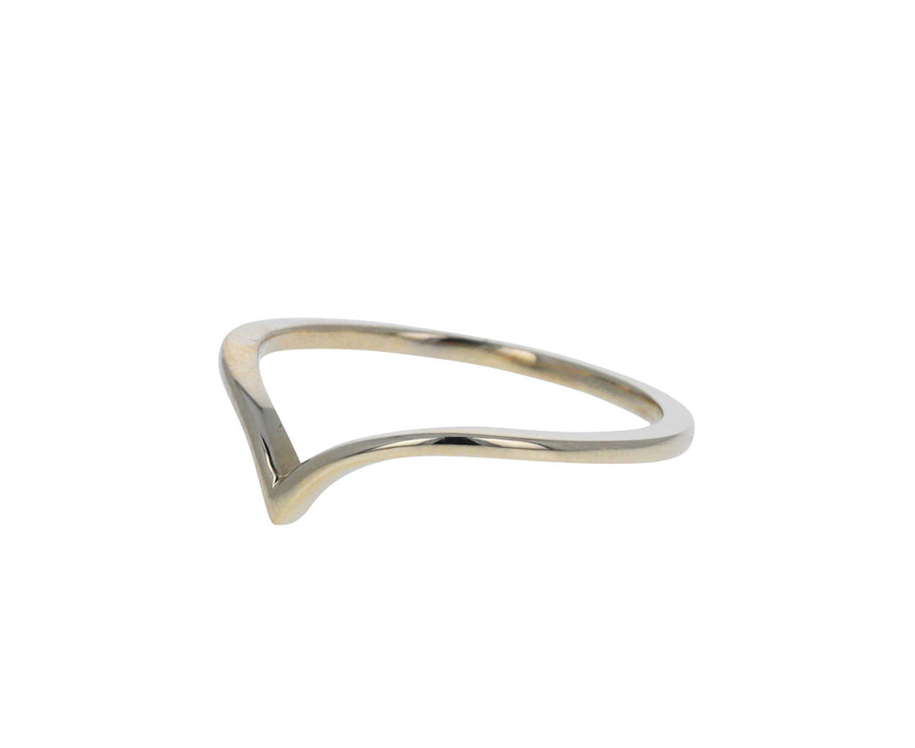 Polished White Gold Universal V Shaped Band