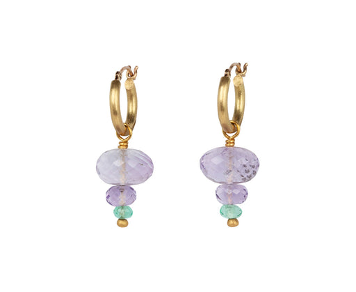 Mallary Marks Amethyst and Emerald Circus Hoop Earrings