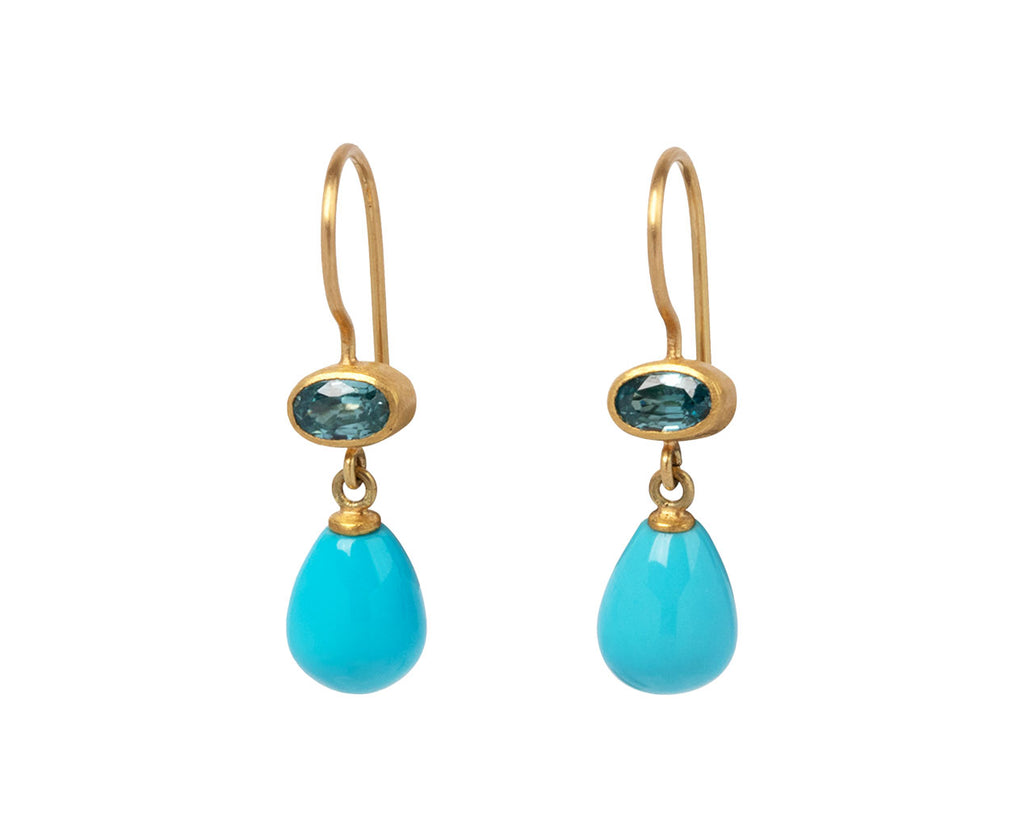 Light Blue Zircon and Turquoise Apple and Eve Earrings