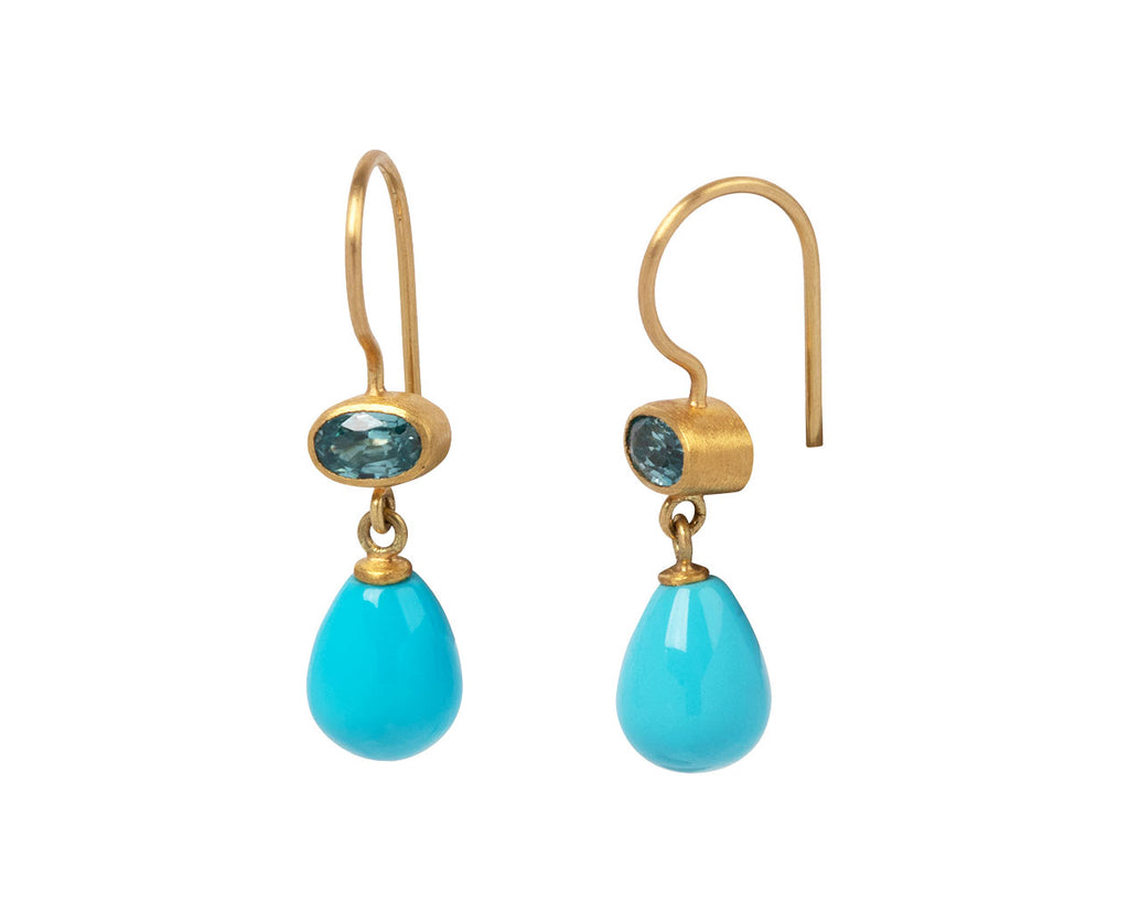 Light Blue Zircon and Turquoise Apple and Eve Earrings
