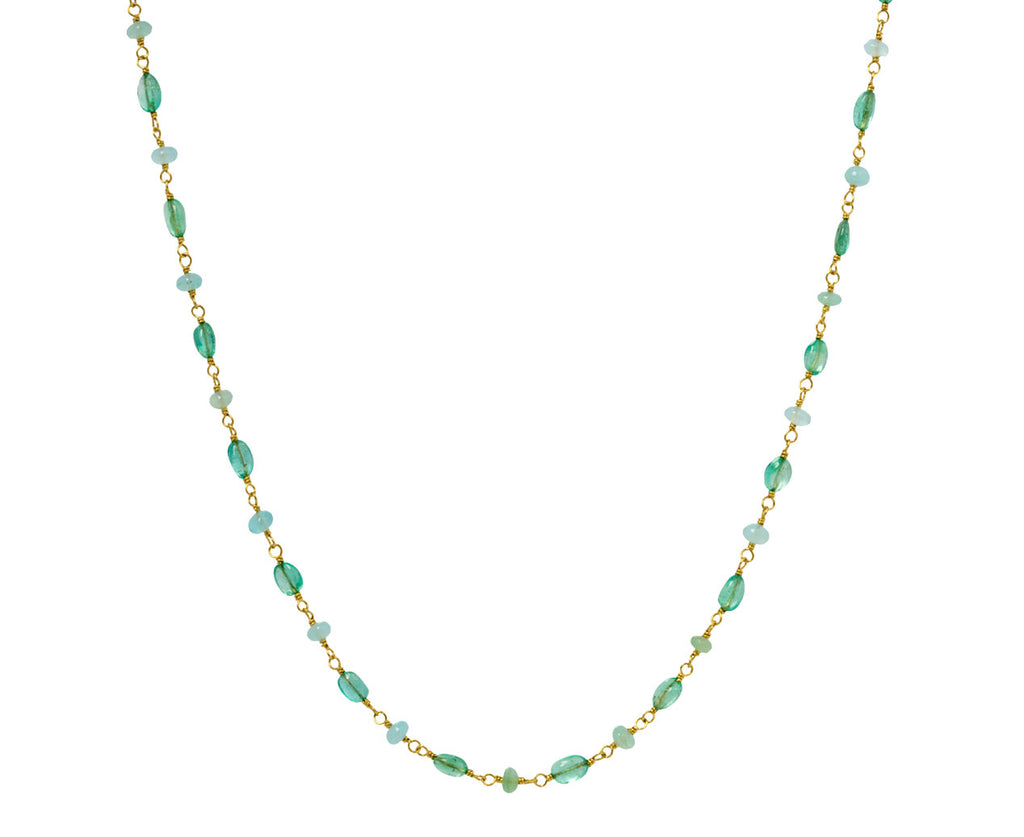 Peruvian Opal and Emerald Spun Sugar Necklace