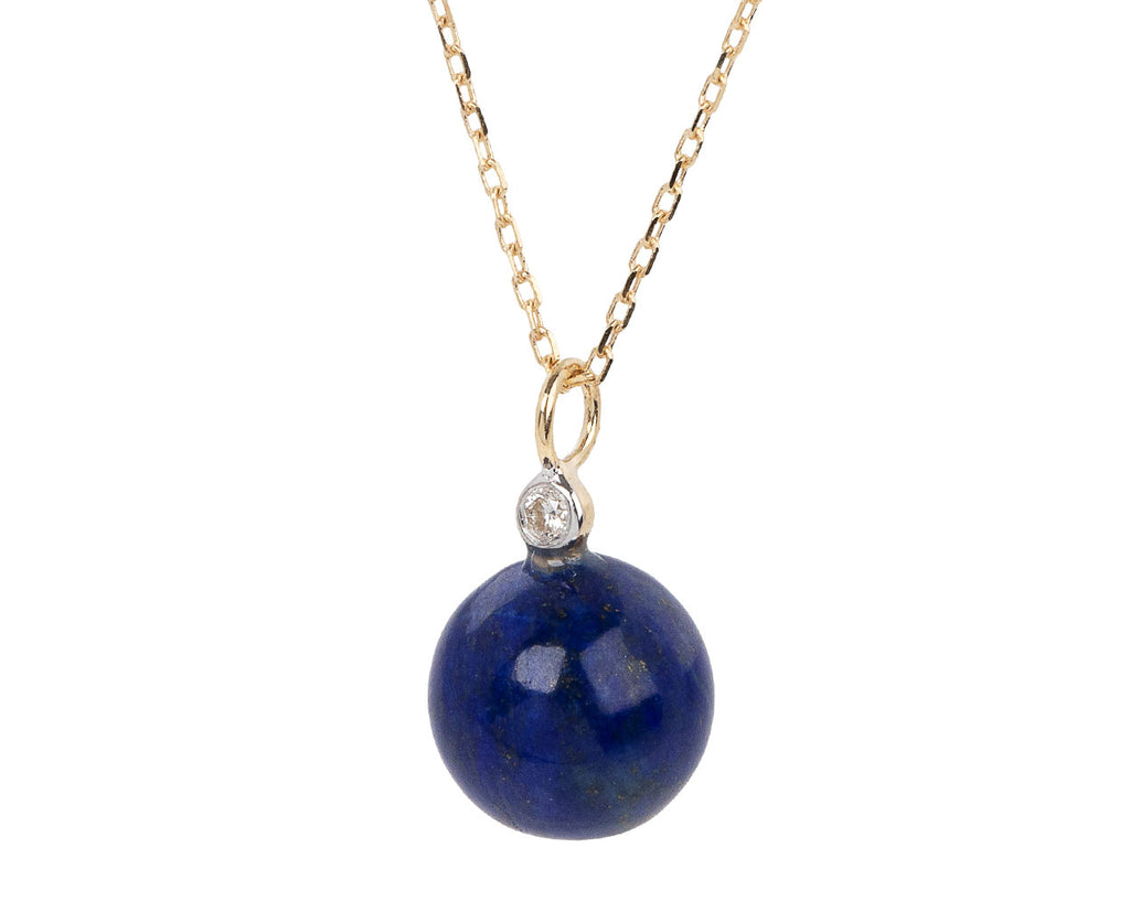 Mateo Lapis and Diamond Dot Necklace Close Up