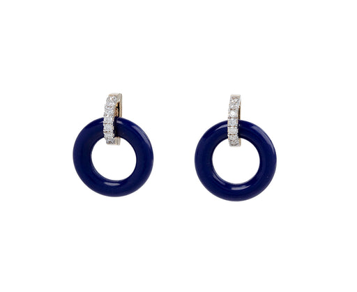 Mateo Lapis and Diamond Door Knocker Earrings