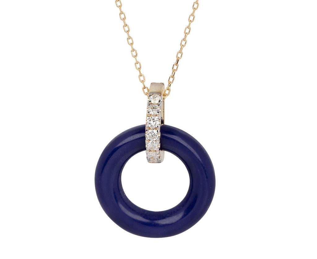 Mateo Lapis Donut Pendant Necklace Close Up