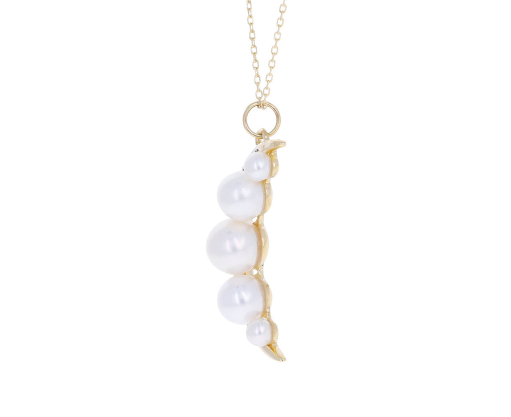 Pearl and Diamond Crescent Pendant Necklace