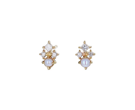 The Little Things Tri Diamond and Pearl Stud Earrings - TWISTonline 