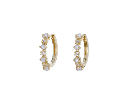 The Little Things Diamond and Pearl Huggie Hoop Earrings