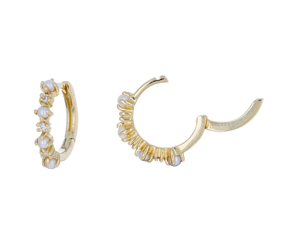 The Little Things Diamond and Pearl Huggie Hoop Earrings