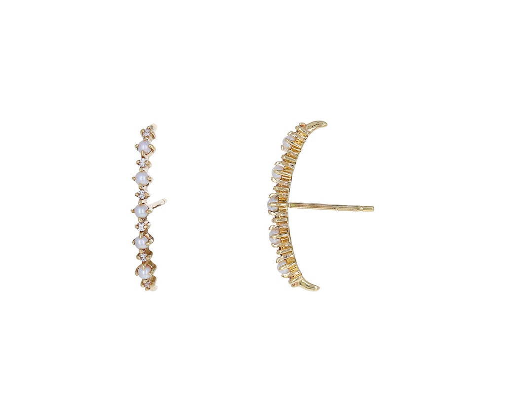 The Little Things Pearl and Diamond Crawler Earrings