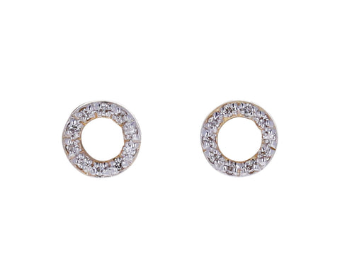Mini Diamond Circle Stud Earrings