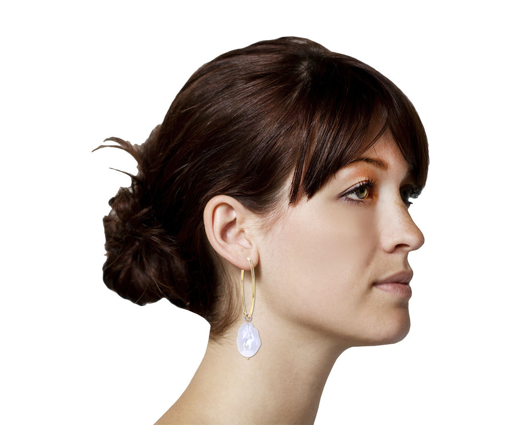 Large Detachable Baroque Pearl Hoop Earrings