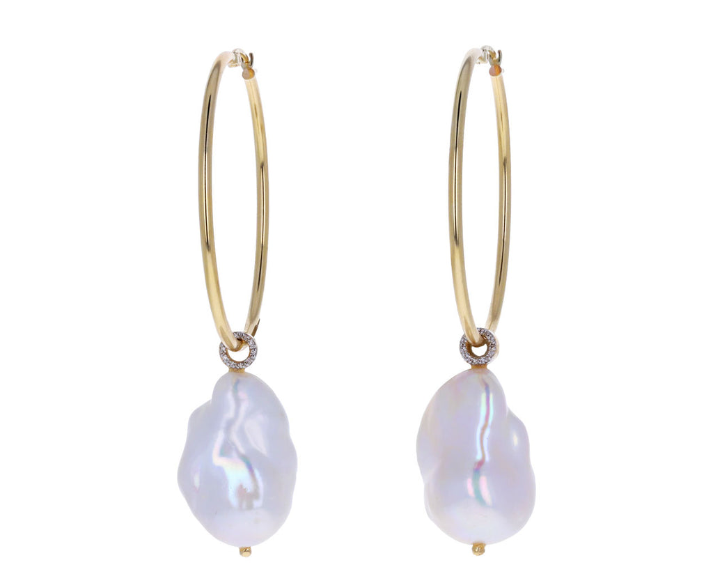Large Detachable Baroque Pearl Hoop Earrings