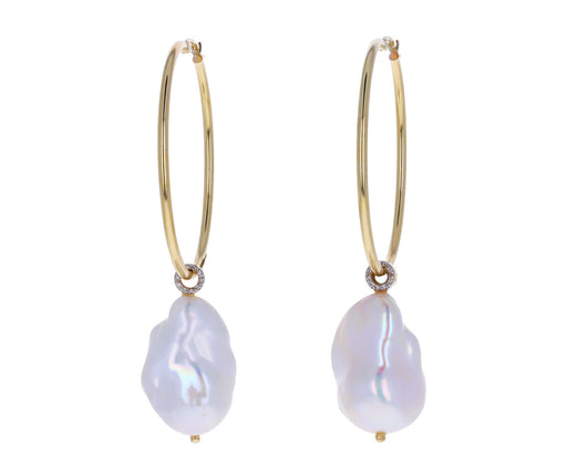 Large Detachable Baroque Pearl Hoop Earrings