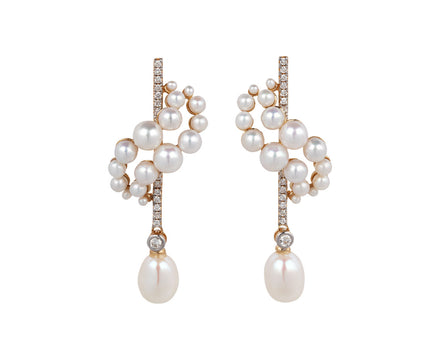 Mateo Pearl and Diamond Curve Form Earrings