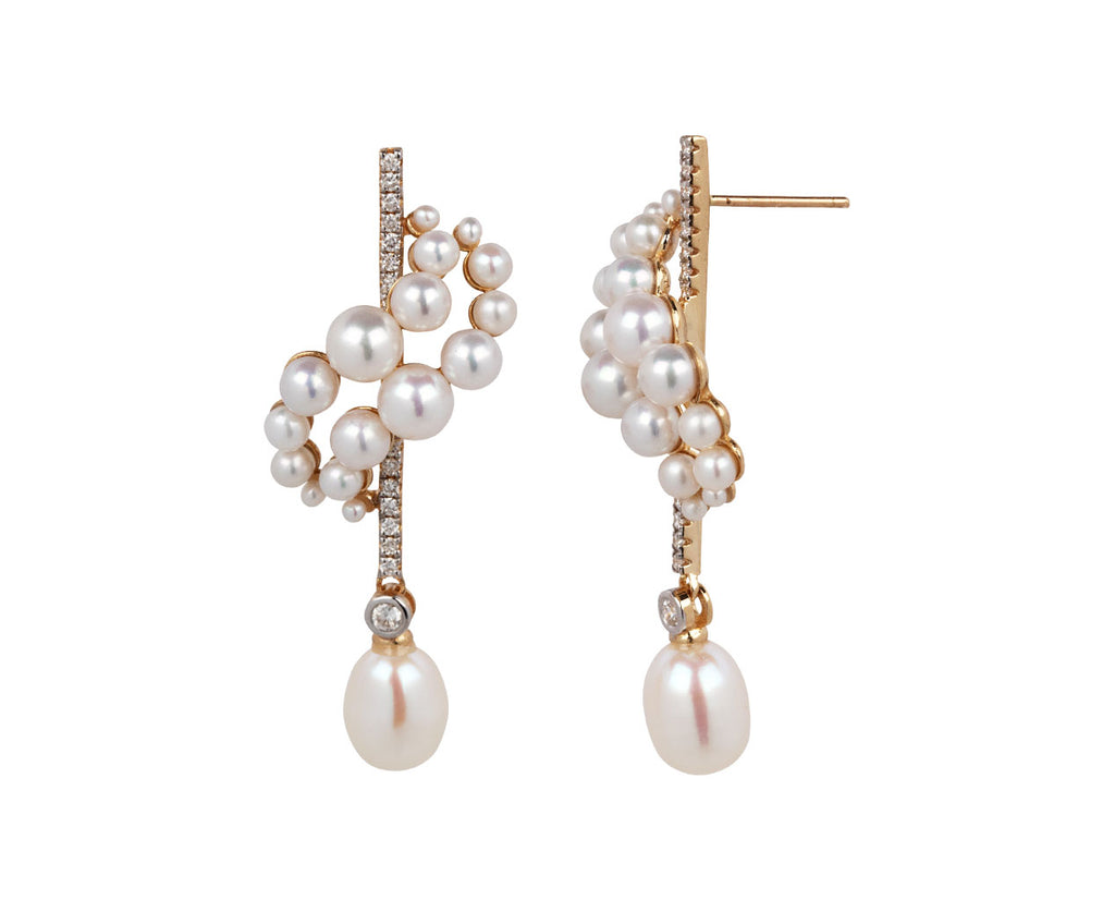 Mateo Pearl and Diamond Curve Form Earrings