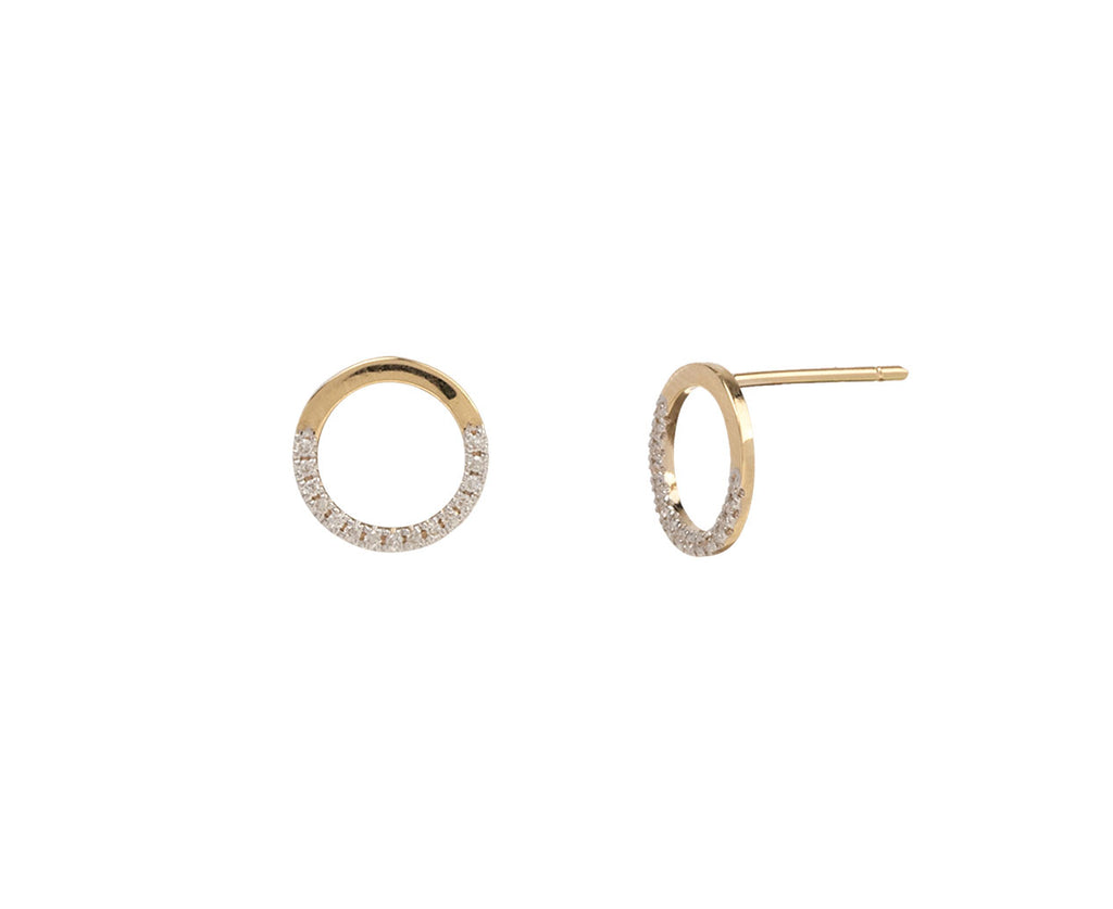 Half circle diamond earrings sale