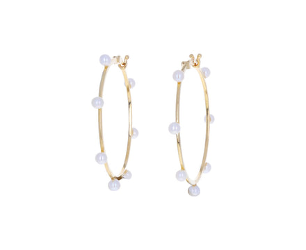 Pearl Large Dot Hoop Earrings