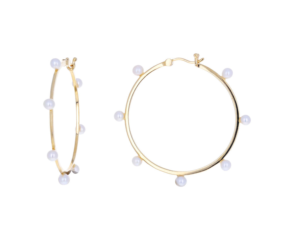 Pearl Large Dot Hoop Earrings