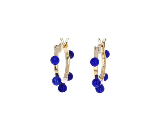 Lapis Small Dot Hoop Earrings