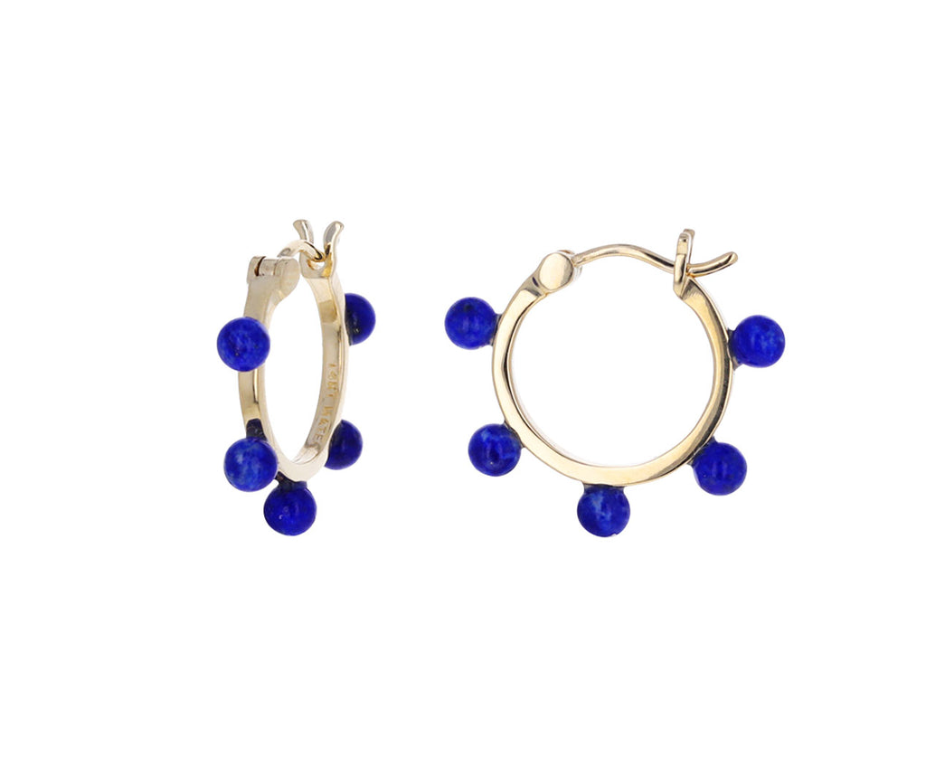 Lapis Small Dot Hoop Earrings