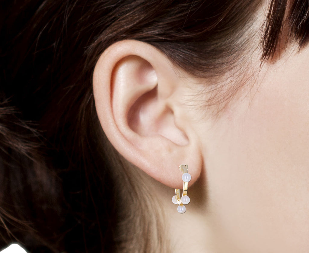 Pearl Small Dot Hoop Earrings