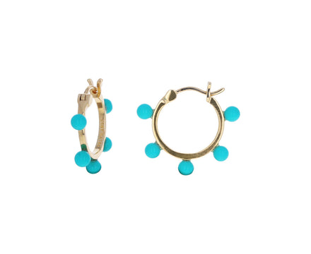 Turquoise Small Dot Hoop Earrings