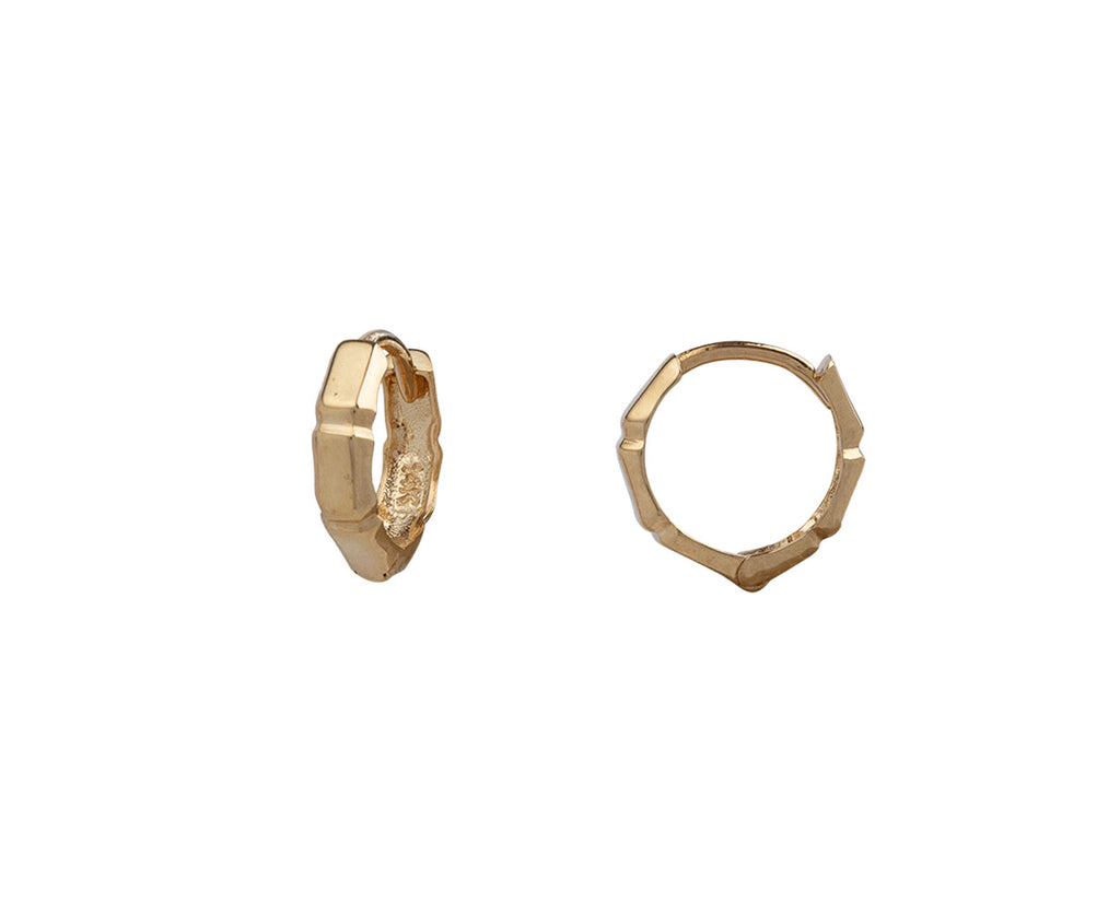 Mateo Faceted Gold Huggie Hoop Earrings Side View