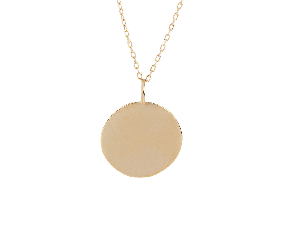 Mateo Small Gold Disk Pendant Necklace Close Up