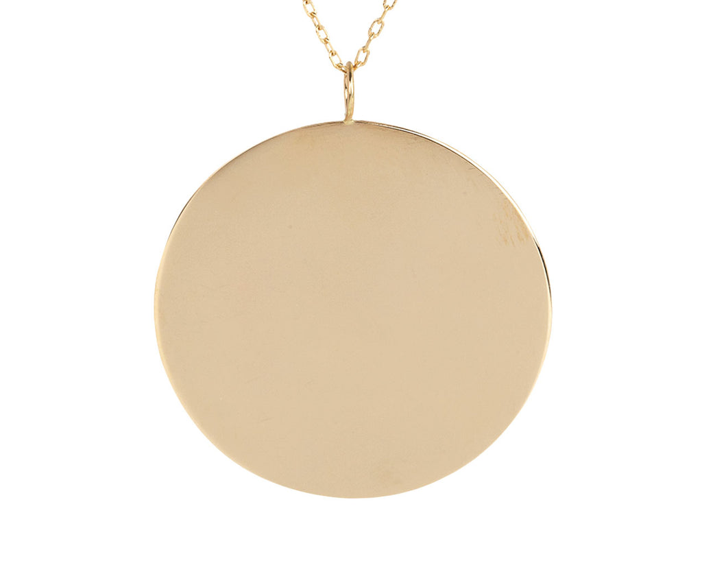 Mateo Large Gold Disk Pendant Necklace Close Up