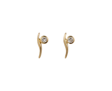 Mateo Diamond Point Wave Stud Earrings