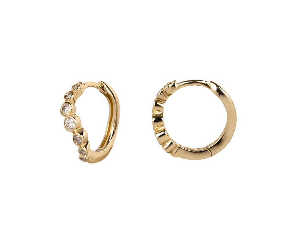 Mateo Diamond Wave Huggie Hoops Side View