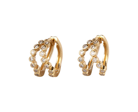 Mateo Double Diamond Wave Huggie Earrings