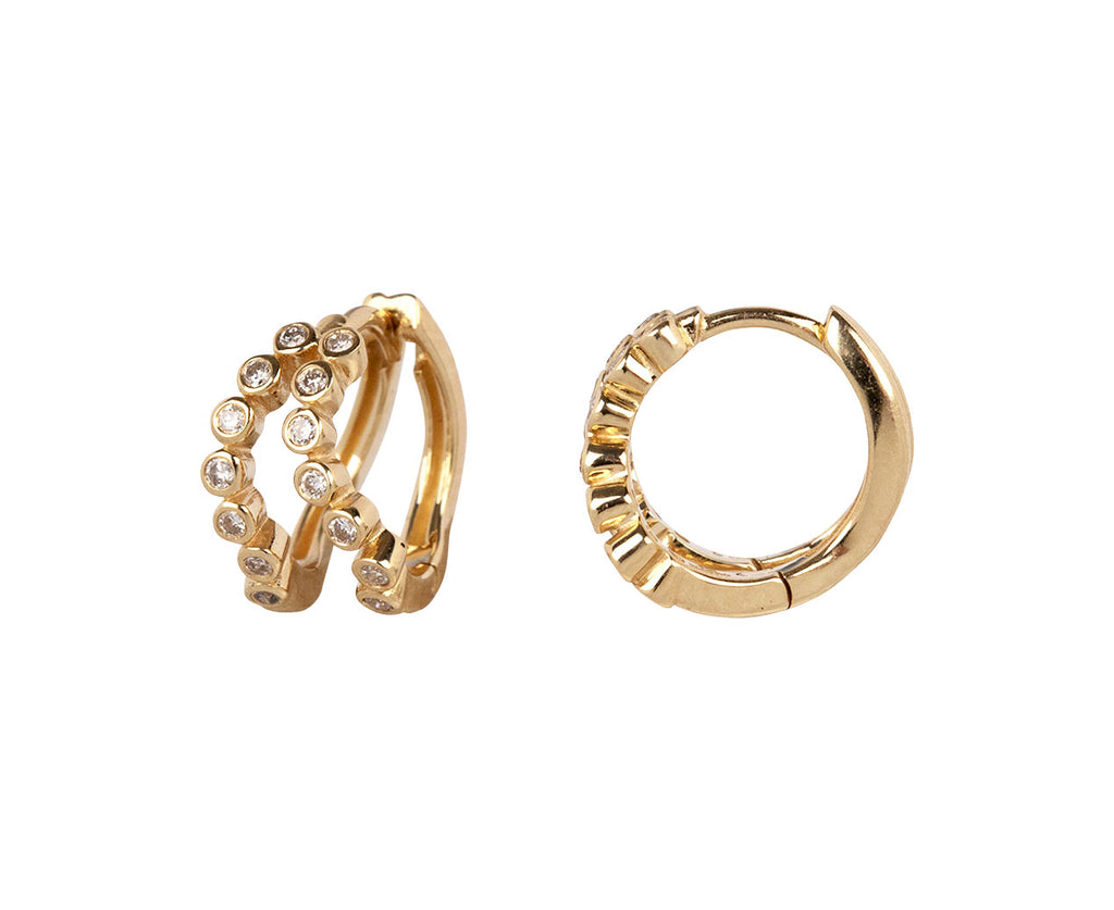 Mateo Double Diamond Wave Huggie Earrings Side View