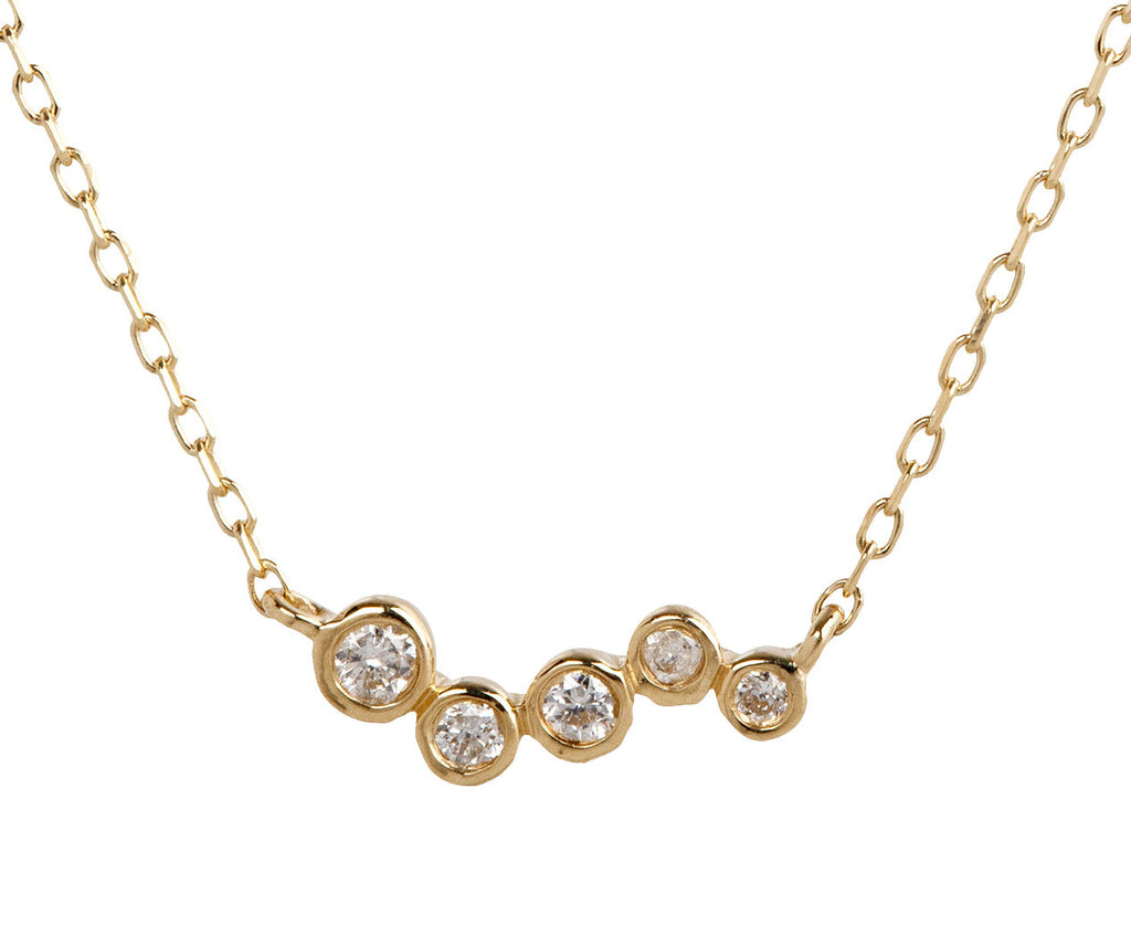 Mateo Mini Diamond Wave Pendant Necklace Close Up