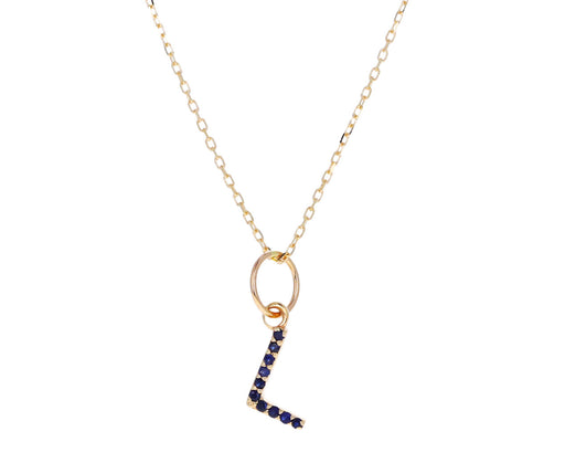 Blue Sapphire 'L' Pendant Necklace