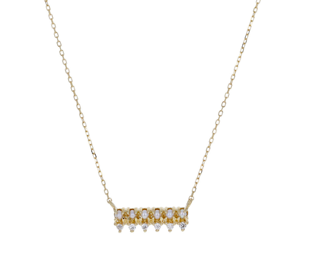 The Little Things Diamond and Pearl Horizontal Bar Necklace