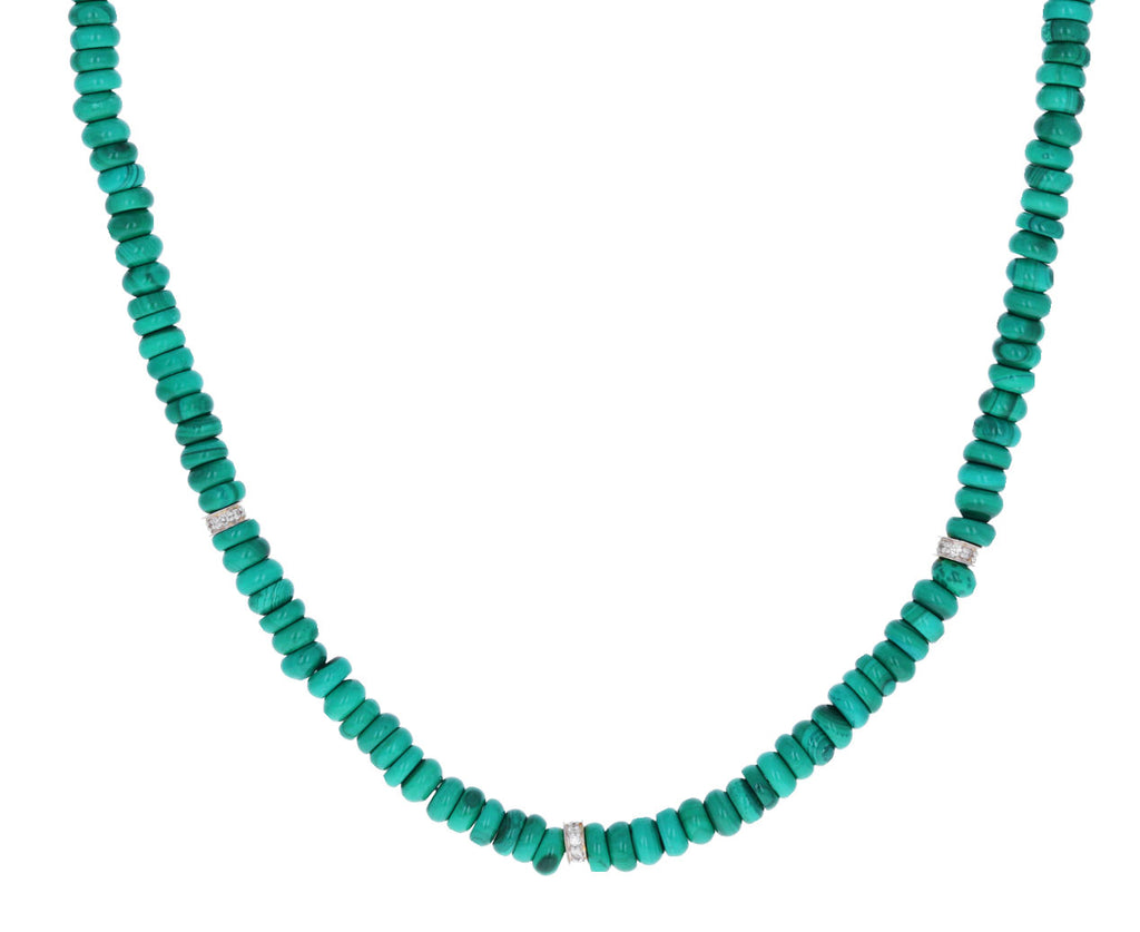 Malachite and Diamond Rondelle Necklace