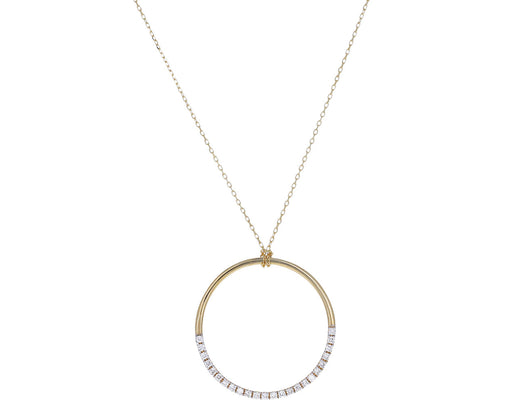 Large Diamond Half Moon Pendant Necklace