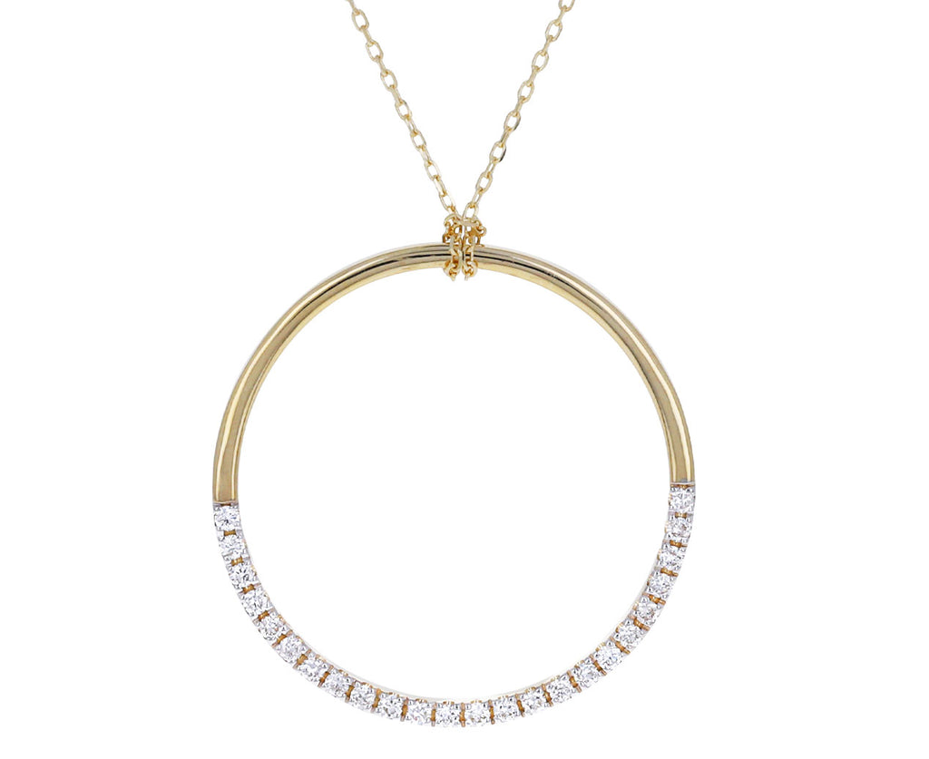Large Diamond Half Moon Pendant Necklace