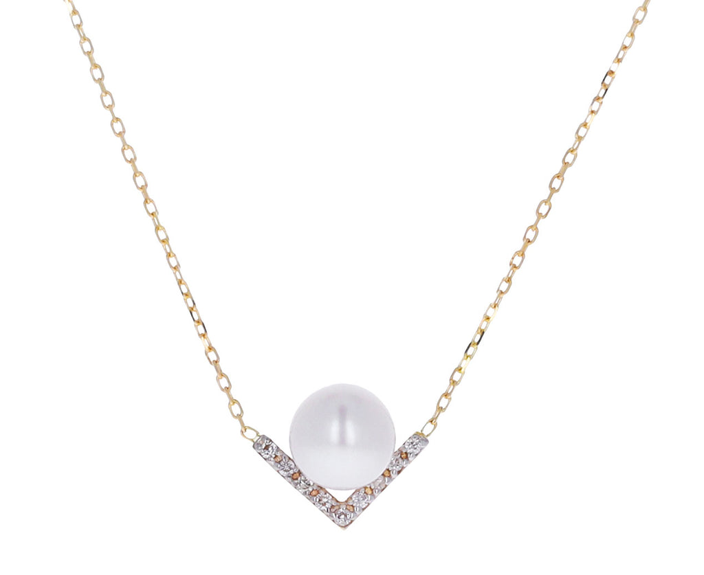 Pearl and Diamond Right Angle Necklace