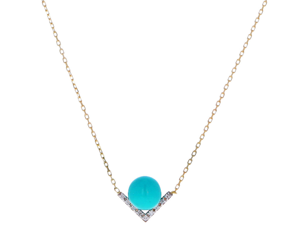 Turquoise and Diamond Right Angle Necklace