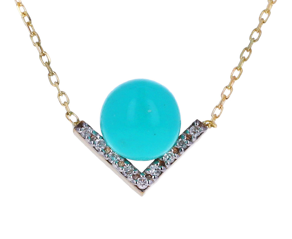Turquoise and Diamond Right Angle Necklace