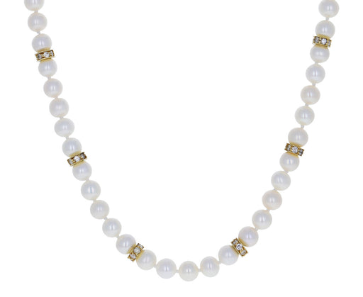 Pearl and Diamond Rondelle Necklace