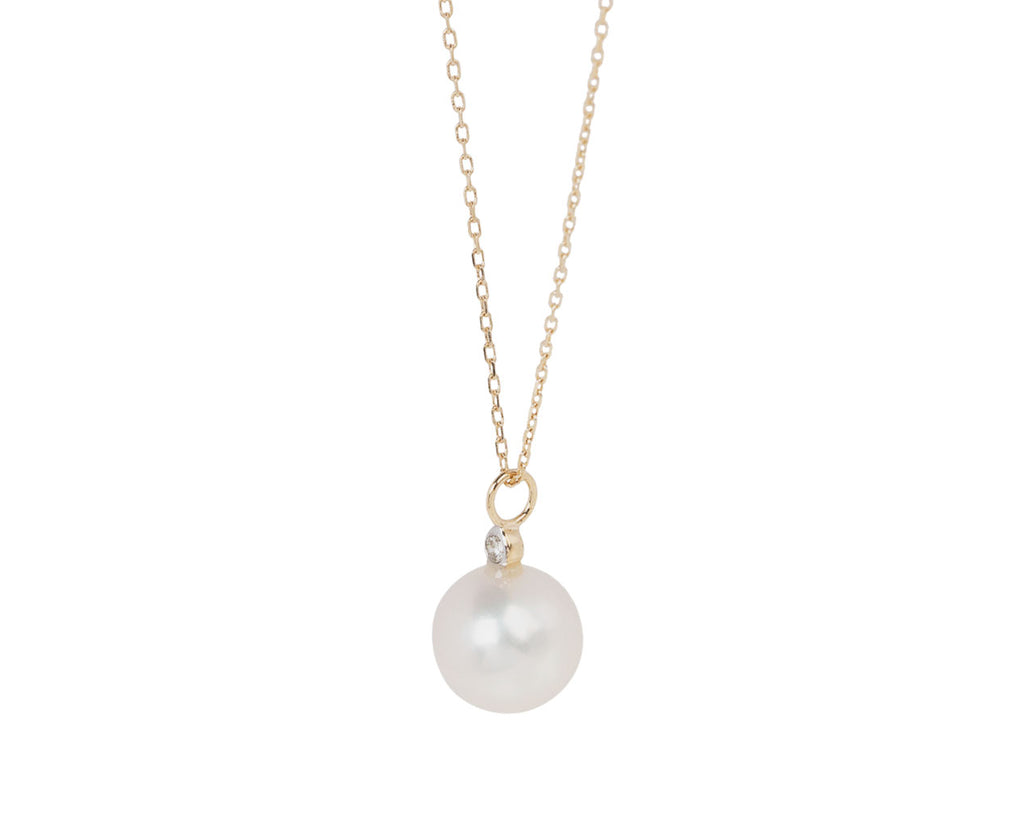 Mateo Pearl and Diamond Dot Necklace Side View