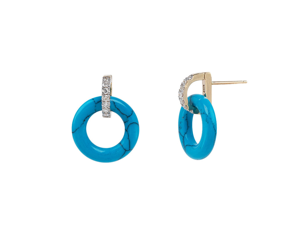 Mateo Turquoise and Diamond Door Knocker Earrings Side View
