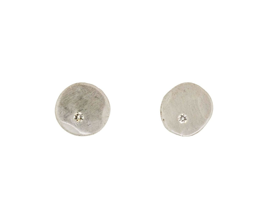 Silver Diamond Button Stud Earrings - TWISTonline 