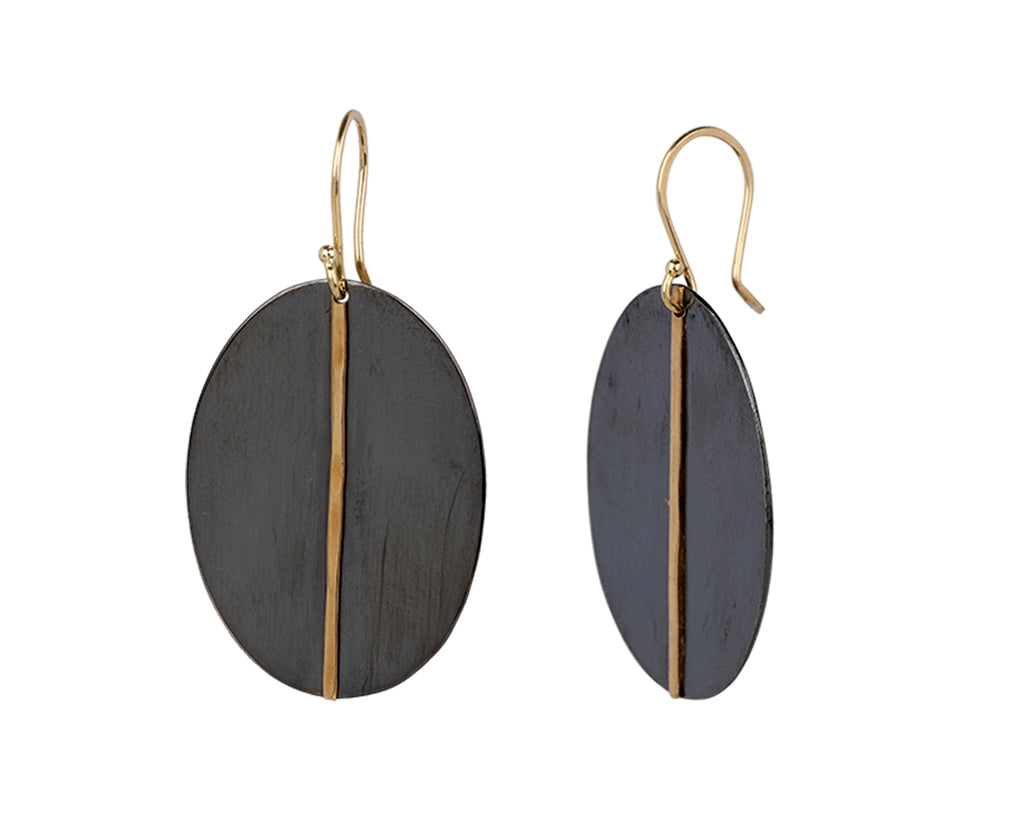 Sarah McGuire Large Two-Tone Mod Oval Earrings Side View