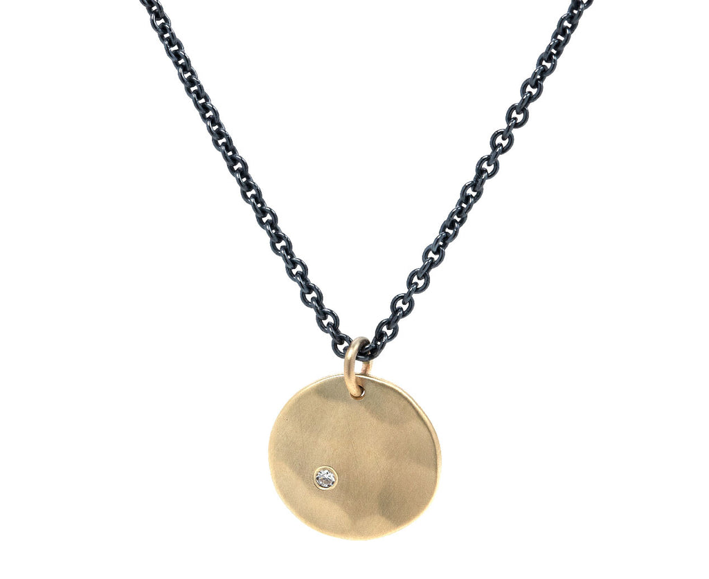 Sarah Mcguire Ursa Minor Gold Diamond Disk Pendant Necklace Close Up