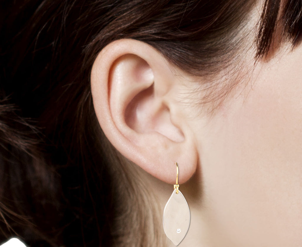 Sarah McGuire Diamond Petal Earrings Close Up Profile