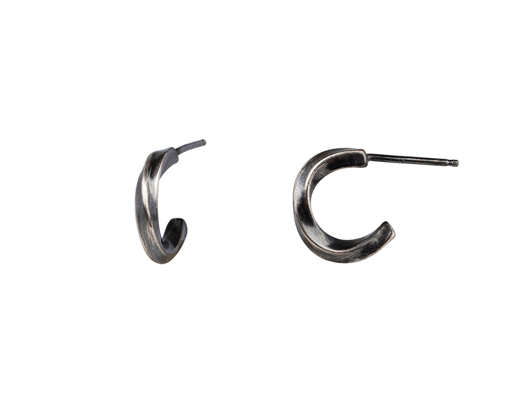 Sarah McGuire Silver Bias Hoop Earrings Side View